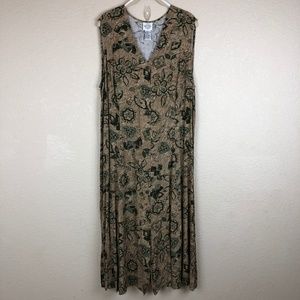 Bentley Biege Green Floral Maxi Dress Size: 22W